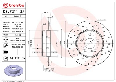 BREMBO 08.7211.2X EAN: 8020584215258.