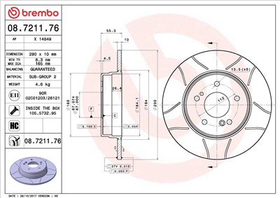 BREMBO 08.7211.76 EAN: 8020584721179.