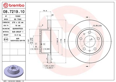 BREMBO 08.7219.10 EAN: 8020584721919.
