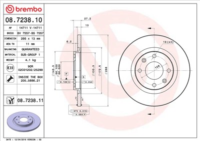 BREMBO 08.7238.10 EAN: 8020584723814.