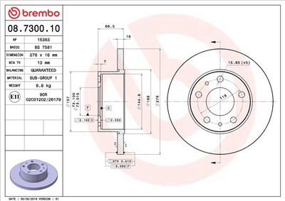 BREMBO 08.7300.10 EAN: 8020584730010.