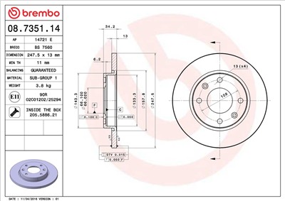 BREMBO 08.7351.14 EAN: 8020584012444.