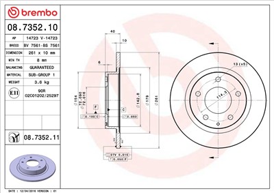 BREMBO 08.7352.11 EAN: 8020584032701.