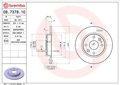 BREMBO 08.7378.10 EAN: 8020584737811.