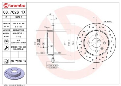 BREMBO 08.7626.1X EAN: 8020584217498.