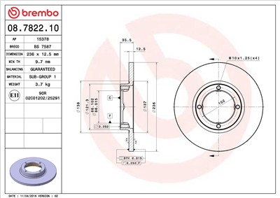BREMBO 08.7822.10 EAN: 8020584782217.