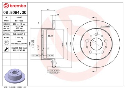 BREMBO 08.8094.30 EAN: 8020584809433.