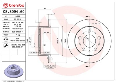 BREMBO 08.8094.60 EAN: 8020584809464.
