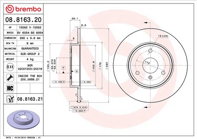 BREMBO 08.8163.21 EAN: 8020584039557.