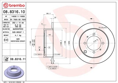 BREMBO 08.8316.11 EAN: 8020584214107.