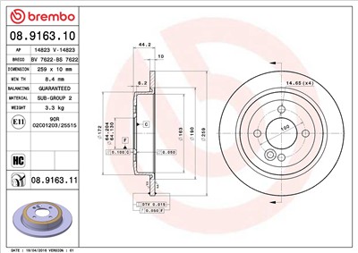 BREMBO 08.9163.10 EAN: 8020584916315.