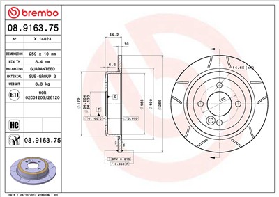 BREMBO 08.9163.75 EAN: 8020584015001.