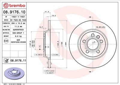 BREMBO 08.9176.11 EAN: 8020584030486.