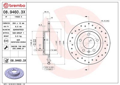 BREMBO 08.9460.3X EAN: 8020584032510.