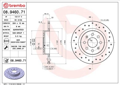 BREMBO 08.9460.71 EAN: 8020584227312.