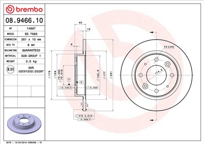 BREMBO 08.9466.10 EAN: 8020584946619.