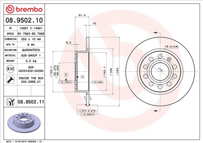BREMBO 08.9502.11 EAN: 8020584024256.