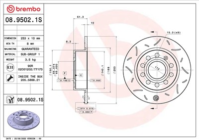 BREMBO 08.9502.1S EAN: 8020584345375.