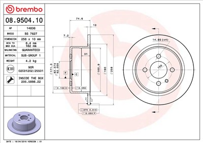 BREMBO 08.9504.10 EAN: 8020584950418.