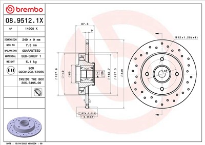 BREMBO 08.9512.1X EAN: 8020584321232.