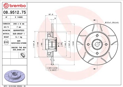 BREMBO 08.9512.75 EAN: 8020584321218.