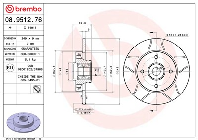 BREMBO 08.9512.76 EAN: 8020584321225.