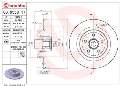 BREMBO 08.9558.17 EAN: 8020584325483.