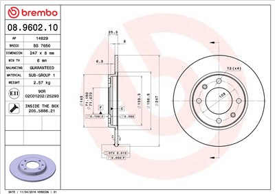 BREMBO 08.9602.10 EAN: 8020584960219.