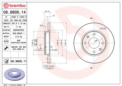 BREMBO 08.9606.11 EAN: 8020584229866.