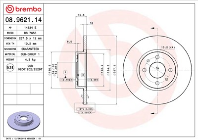 BREMBO 08.9621.14 EAN: 8020584962114.