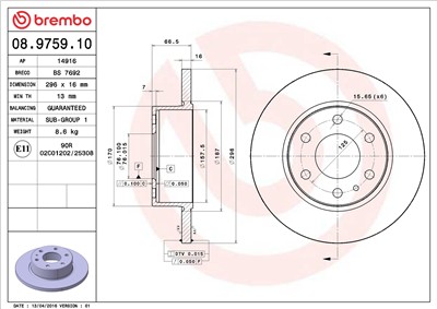 BREMBO 08.9759.10 EAN: 8020584975916.