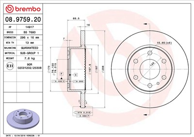 BREMBO 08.9759.20 EAN: 8020584975923.