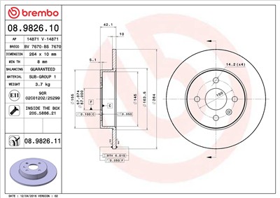 BREMBO 08.9826.11 EAN: 8020584210741.