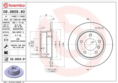 BREMBO 08.9859.81 EAN: 8020584033029.