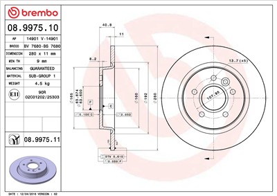 BREMBO 08.9975.11 EAN: 8020584017449.