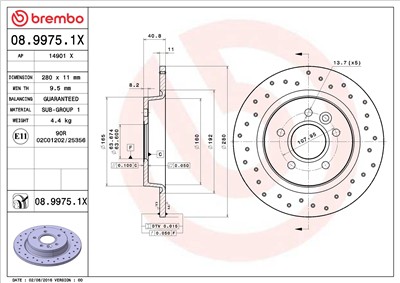 BREMBO 08.9975.1X EAN: 8020584032596.