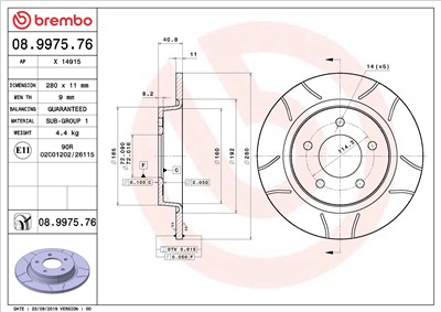 BREMBO 08.9975.76 EAN: 8020584237939.