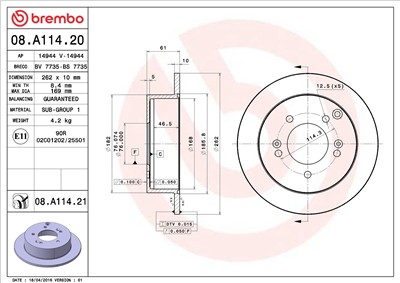 BREMBO 08.A114.21 EAN: 8020584031124.
