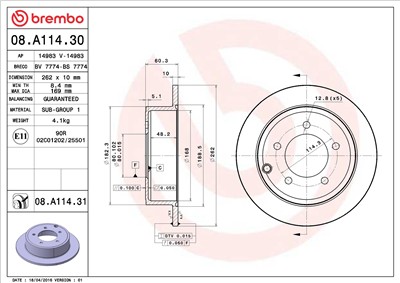 BREMBO 08.A114.31 EAN: 8020584032725.