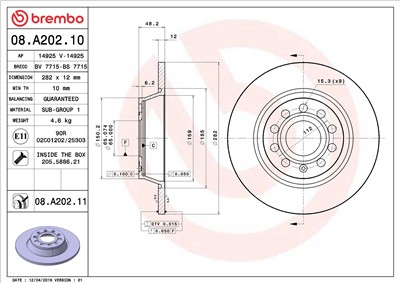 BREMBO 08.A202.11 EAN: 8020584024812.