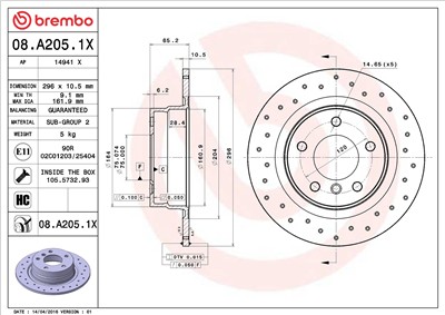 BREMBO 08.A205.1X EAN: 8020584215319.