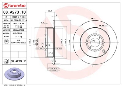 BREMBO 08.A273.11 EAN: 8020584216446.