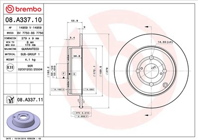BREMBO 08.A337.11 EAN: 8020584211892.