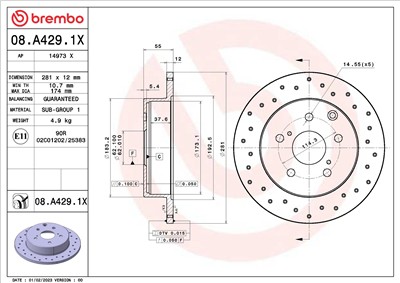 BREMBO 08.A429.1X EAN: 8020584322710.