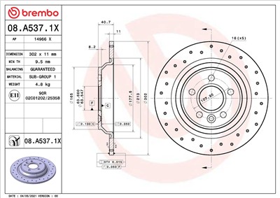 BREMBO 08.A537.1X EAN: 8020584316993.