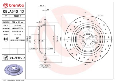 BREMBO 08.A540.1X EAN: 8020584032640.
