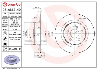 BREMBO 08.A612.41 EAN: 8020584029978.