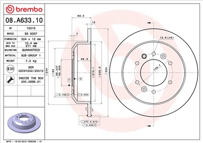 BREMBO 08.A633.10 EAN: 8020584033050.