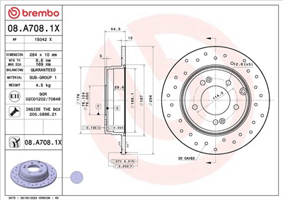 BREMBO 08.A708.1X EAN: 8020584325148.