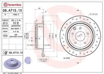 BREMBO 08.A715.1X EAN: 8020584328897.